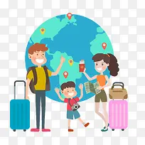 外出旅游一家人矢量素材-空若网 外出旅游一家人矢量素材-空若网