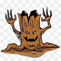 万圣节鬼树矢量插画-空若网 万圣节鬼树矢量插画-空若网