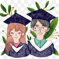 情侣毕业季人物插画-空若网 情侣毕业季人物插画-空若网