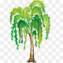 卡通手绘清新垂柳-空若网 卡通手绘清新垂柳-空若网