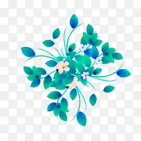 手绘清新叶子与美丽花朵装饰-空若网 手绘清新叶子与美丽花朵装饰-空若网