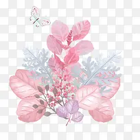 手绘淡雅叶子与花朵装饰-空若网 手绘淡雅叶子与花朵装饰-空若网