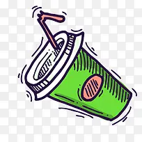 矢量手绘绿色可乐杯子-空若网 矢量手绘绿色可乐杯子-空若网