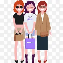 手绘小清新逛街闺蜜插画图案-空若网 手绘小清新逛街闺蜜插画图案-空若网