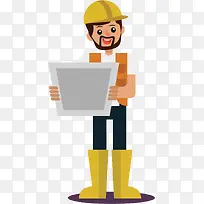 矢量图卡通微笑包工头-空若网 矢量图卡通微笑包工头-空若网