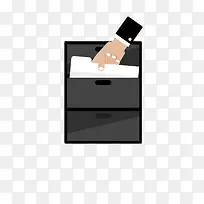 手绘扁平黑色手拿文件夹-空若网 手绘扁平黑色手拿文件夹-空若网