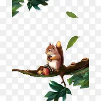 手绘树枝上的松树-空若网 手绘树枝上的松树-空若网