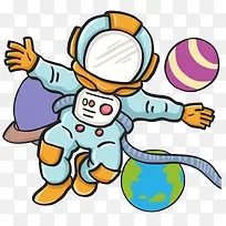 卡通手绘宇航员插画元素-空若网 卡通手绘宇航员插画元素-空若网