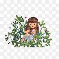 卡通手绘含羞草-空若网 卡通手绘含羞草-空若网