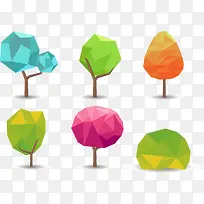简约多彩立体小树矢量素材-空若网 简约多彩立体小树矢量素材-空若网