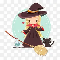 万圣节女魔法卡通可爱-空若网 万圣节女魔法卡通可爱-空若网