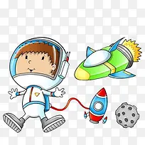手绘卡通宇航员飞行员-空若网 手绘卡通宇航员飞行员-空若网