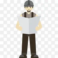 矢量图拿图纸的工人-空若网 矢量图拿图纸的工人-空若网