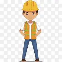 卡通手绘戴安全帽工程师-空若网 卡通手绘戴安全帽工程师-空若网