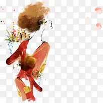 手绘水彩美女-空若网 手绘水彩美女-空若网