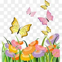 花卉与蝴蝶矢量图-空若网 花卉与蝴蝶矢量图-空若网