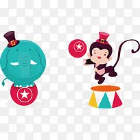 卡通可爱大象猴子-空若网 卡通可爱大象猴子-空若网