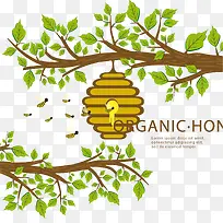 创意树枝上的蜂窝矢量素材-空若网 创意树枝上的蜂窝矢量素材-空若网