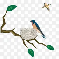 手绘树枝鸟窝-空若网 手绘树枝鸟窝-空若网