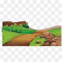 田间小路插画场景-空若网 田间小路插画场景-空若网