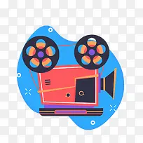 彩色扁平化圆弧放映机元素-空若网 彩色扁平化圆弧放映机元素-空若网