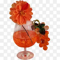 菊花葡萄红杯子素材免抠-空若网 菊花葡萄红杯子素材免抠-空若网