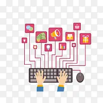 卡通手指触碰键盘素材-空若网 卡通手指触碰键盘素材-空若网