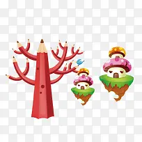 卡通铅笔树-空若网 卡通铅笔树-空若网