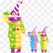 小丑一家矢量插画-空若网 小丑一家矢量插画-空若网