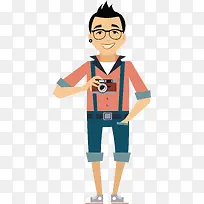 摄影师手绘卡通风格人物形象矢量-空若网 摄影师手绘卡通风格人物形象矢量-空若网