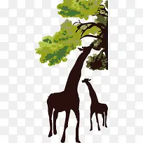 矢量长颈鹿和大树-空若网 矢量长颈鹿和大树-空若网