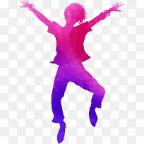 跳跃男青年水彩画-空若网 跳跃男青年水彩画-空若网