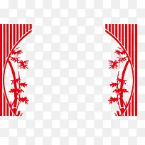 矢量红色中国风竹子边框PNG免-空若网 矢量红色中国风竹子边框PNG免-空若网