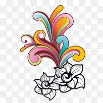 白色手绘花绽放多彩颜色-空若网 白色手绘花绽放多彩颜色-空若网