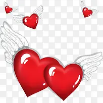 矢量手绘长翅膀的爱心-空若网 矢量手绘长翅膀的爱心-空若网