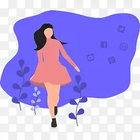 扁平女性插画装饰-空若网 扁平女性插画装饰-空若网