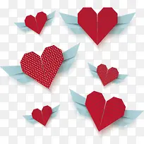 红色折纸翅膀爱心-空若网 红色折纸翅膀爱心-空若网