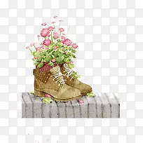 水彩花朵鞋子插画-空若网 水彩花朵鞋子插画-空若网