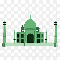 扁平化绿色城堡建筑旅游景点-空若网 扁平化绿色城堡建筑旅游景点-空若网