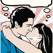 拥抱接吻插画-空若网 拥抱接吻插画-空若网