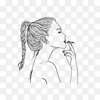 抽烟女孩插画-空若网 抽烟女孩插画-空若网