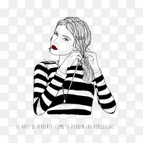 条纹毛衣女孩插画-空若网 条纹毛衣女孩插画-空若网