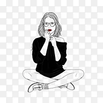 戴眼镜的女子插画-空若网 戴眼镜的女子插画-空若网