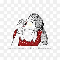 红衣女子插画-空若网 红衣女子插画-空若网