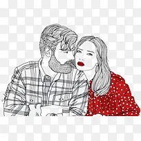 情侣线描插画-空若网 情侣线描插画-空若网
