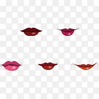 矢量图涂着多彩口红的嘴唇-空若网 矢量图涂着多彩口红的嘴唇-空若网