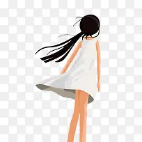 卡通手绘长发女孩背影-空若网 卡通手绘长发女孩背影-空若网