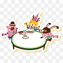 卡通动物的生日聚会矢量素材-空若网 卡通动物的生日聚会矢量素材-空若网