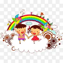 手绘卡通彩虹插画-空若网 手绘卡通彩虹插画-空若网