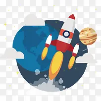 卡通手绘航空航天卡通火箭矢量-空若网 卡通手绘航空航天卡通火箭矢量-空若网